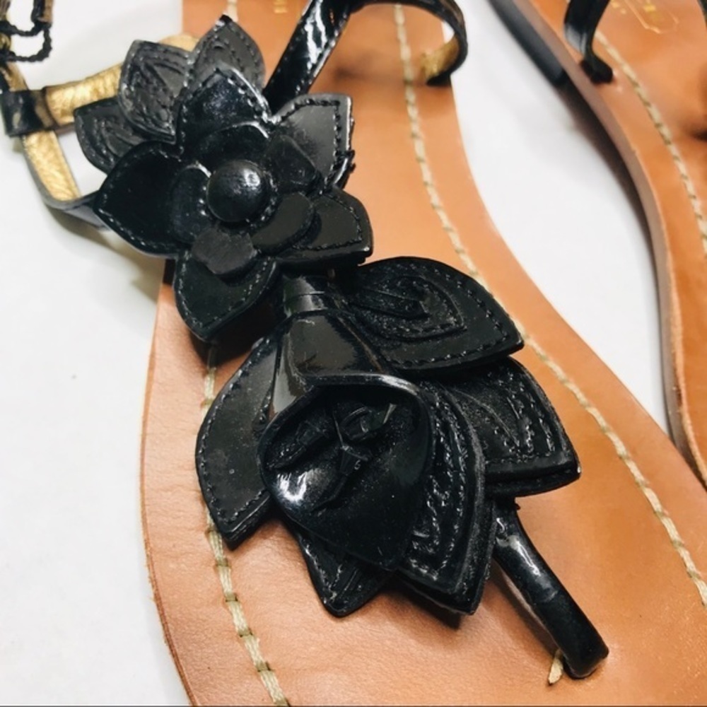Coach Sierra Black Flower T-strap Sandals - Picture 2 of 7
